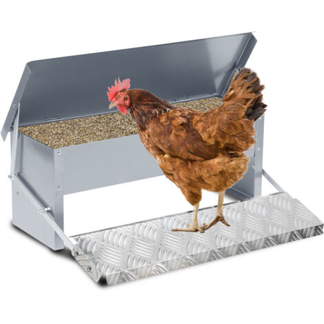 EINFEBEN 3x Mangeoire poules automatique 5KG – Distributeur en acier galvanisé avec pédale auto-ouverte et couvercle étanche pour volailles (1/5)