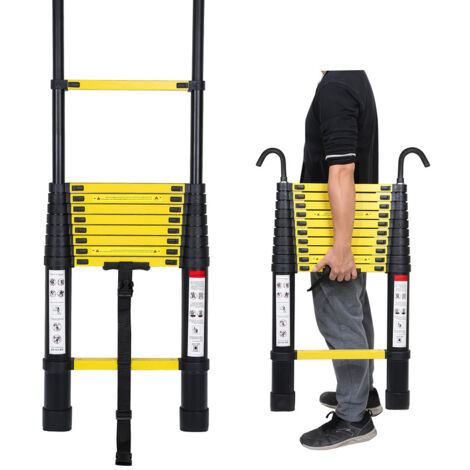 SWANEW Echelle Télescopique 3,2M Échelle pliante télescopique pliable mit hakenÉchelle droite simple charge max.150 kg (1/5)