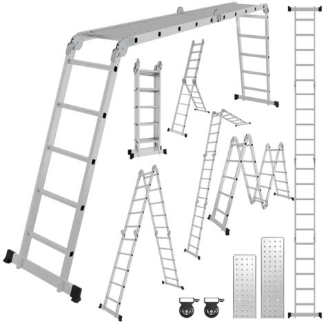 Swanew – Échelle articulée pliante 4x5 marches – Aluminium antirouille – Capacité 150 kg – 7 configurations – Verrou de sécurité multi-positions