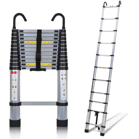 Echelle Télescopique jusqu'à 150 kg Escabeau stable en aluminium Multi-Fonction 3,2m Avec Crochet Escabeau (1/6)