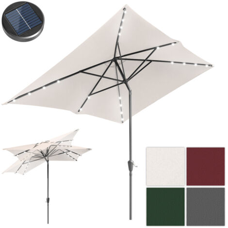 Einfeben – Parasol balcon 210 x 140 cm rectangulaire – Hauteur réglable avec manivelle – Tissu polyester 180 g/m² – Protection UV – Éclairage LED solaire (1/5)