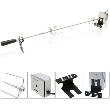 brochettes de barbecue 117cm avec 2 broches à viande et moteur en acier inoxydable 220V tournebroche rôtissoire électrique (1/5)