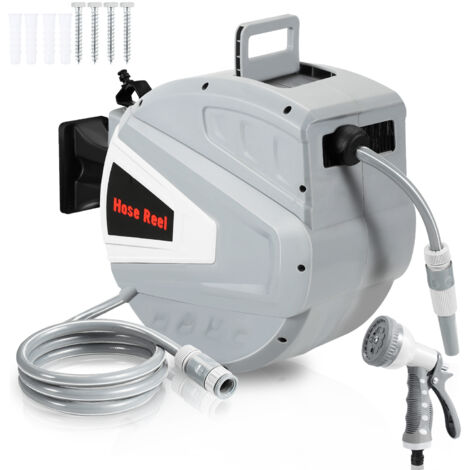 EINFEBEN Enrouleur De Tuyau 20+2m Pression 8 Bar Raccord 1/4" Pistolet à Eau (9 Modes de Jet Réglables) Automatique Pneumatique Pivotant à 180° (1/5)