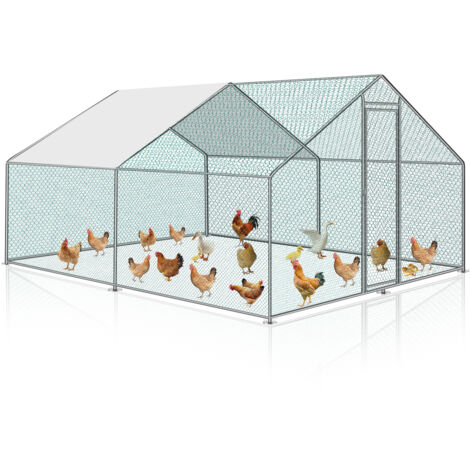 EINFEBEN Enclos poulailler grillagé 3x8x2m avec porte latérale et toit dôme 24 m² (1/5)