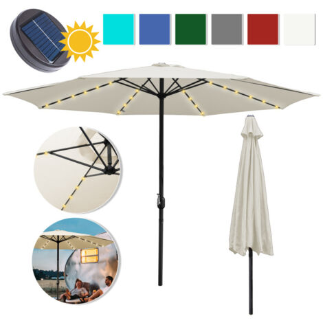 SWANEW Parasol avec LED Parapluie 350cm - Parapluie, protection solaire, parasol de jardin - Beige (1/5)