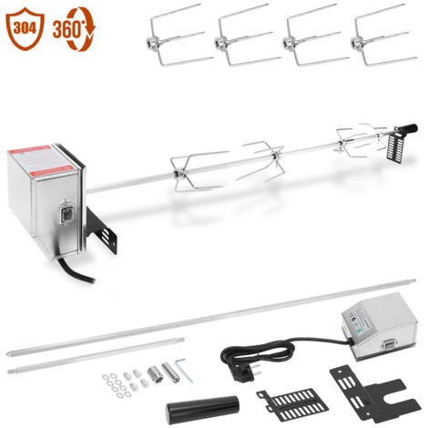 EINFEBEN Barbecue en Acier Inoxydable tournebroche Kit 117cm Convient pour Utilisation brûleurs barbecues 4 x Broche Fourchette de Barbecue (1/6)
