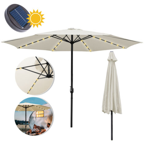 3.5m Parasol avec LED Parasol de jardin hydrofuge Parasol de terrasse UV30+ avec manivelle balcon Parasol de marché, Beige (1/5)