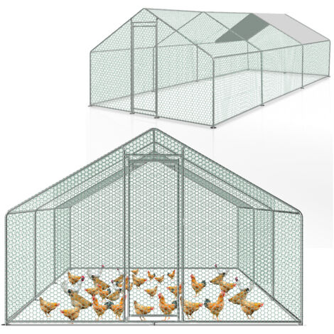 EINFEBEN Enclos poulailler parc grillagé acier galvanisé Cage parc enclos pour animaux 8x3 M (1/5)