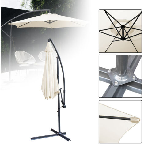 3.5m Parasol Parapluie de jardin Terrasse UV30+ Parasol de marché,Beige (1/5)