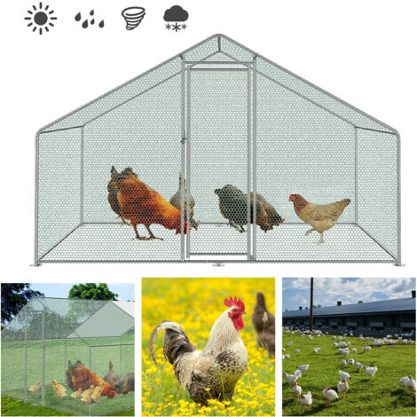 Enclos Poulailler 6 m² parc grillagé 2x3 M acier galvanisé avec filet (1/4)