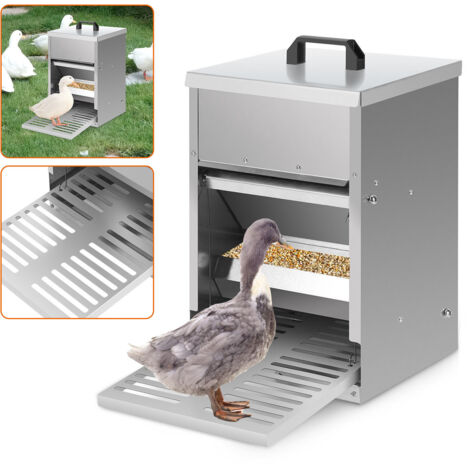 EINFEBEN 3x Mangeoire poules en acier galvanisé – Distributeur automatique 5KG avec pédale et protection étanche pour poules et autres volailles (1/5)