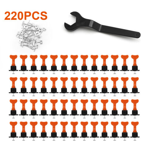 EINFEBEN Kit De Système De Nivellement De Carreaux, 220 Pièces Cales D'espacement Réutilisables Pour Niveleurs De Carreaux Pour Bâtiment Murs Sols + Clé Spéciale (1/5)