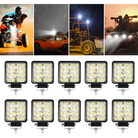 EINFEBEN 10x 48W Phare de Travail Carre a Leds Angle 60 DC 12V-24V Quad Camion Bateau Tracteur Offroad Impermeable (1/4)