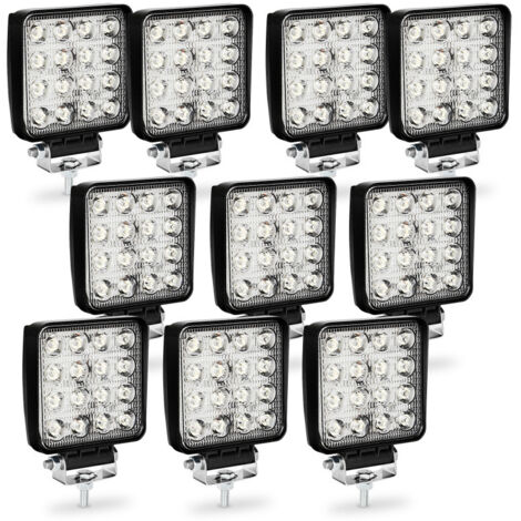 EINFEBEN 10PCS 48W Phare de Travail Carre a Leds DC 12V 24V Quad Camion Bateau Tracteur Offroad Imperméable (1/4)