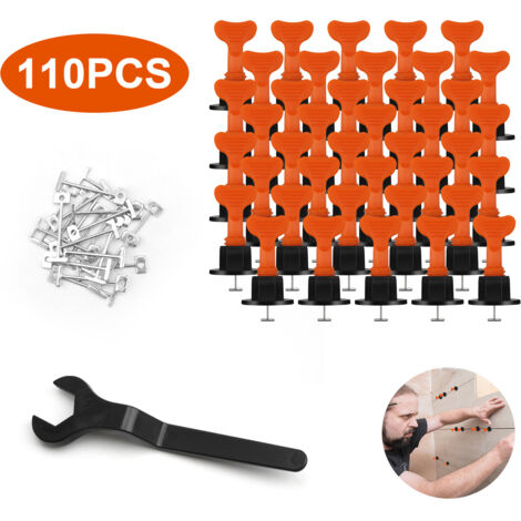 SWANEW Kit de système de nivellement de carrelage réutilisable - 110 niveleurs en T Construction murale en céramique (1/5)