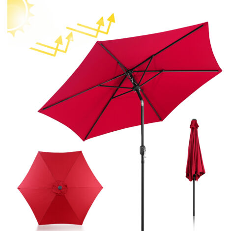 EINFEBEN Parasol Droit jardin avec protection UV et fonction inclinable Ø270cm Rouge (1/5)