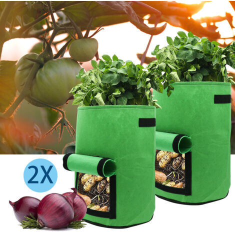 EINFEBEN 2x Sac de plantes avec fenêtre Balcon Jardin respirant Sac de plantes vertes 3035cm 28L Tissu non tissé (1/4)