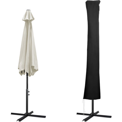 SWANEW Housse de Protection pour 1-3m Parasol Jardin Couverture 32 x 41 x 190cm avec Perche Anti-UV étanche noir (1/5)