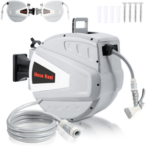 EINFEBEN Enrouleur De Tuyau 20+2m Pression 8Bar Raccord 1/4"avec Pistolet à Eau (9 Modes de Jet Réglables) Automatique Pneumatique Pivotant à 180° (1/5)