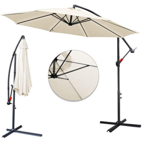 SWANEW Parasol tournant 360° Ø300cm Parasol à manivelle UV40+ Parasol de marché Beige (1/5)