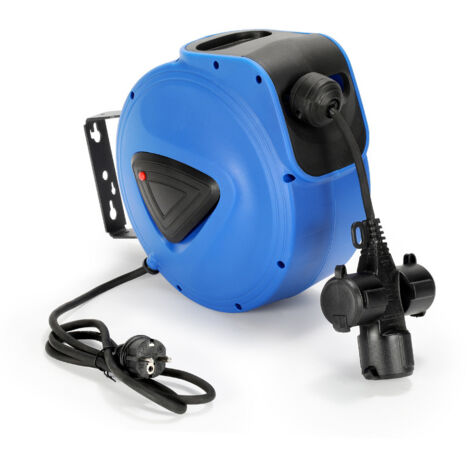 EINFEBEN Enrouleur automatique de câble Avec trois fiches 20m 250V IP44 Butée réglable avec support de fixation au mur ,Orientable à 180° (1/5)