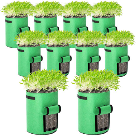 TolleTour Lot de 10 sacs à plantes accessoires pour plantes sac à plantes sac à plantes panier à plantes non tissé noir 26.5 L (7 gallons) (1/5)