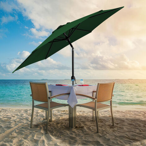 Parasol - parasol jardin, parasol deporté, parasol de balcon - 270 cm Vert, Parasol de plage (1/5)