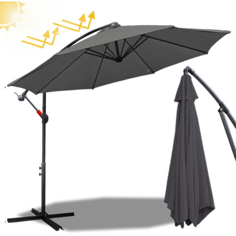 EINFEBEN Parasol Deporte Protection UV et résistant aux intempéries Ø350cm Gris (1/5)