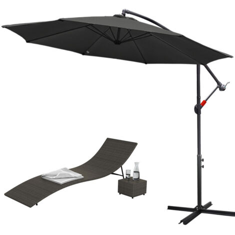 SWANEW Parasol Deporté Jardin Pavillon 350 cm - Gris (1/5)
