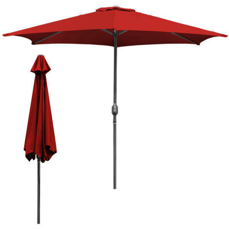 Parasol de Jardin 350 cm, UV30+, Parasol d’Extérieur, Parasol de Terrasse, Manivelle, Rouge, Parasol de plage (1/6)