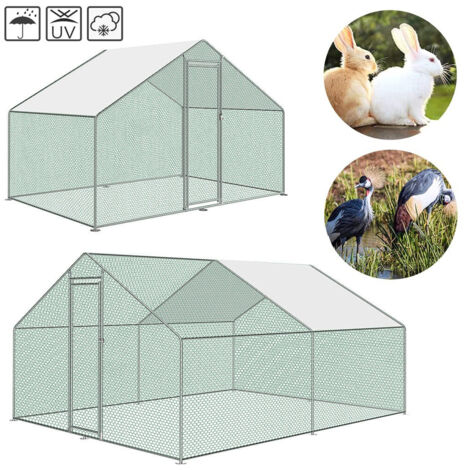 EINFEBEN Poulailler XXL Enclos d'extérieur beaucoup d'espace pour poules, lapins et autres petits animaux, cadre en acier 3 x 6 x 2 m (1/5)