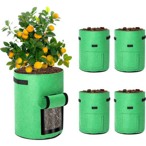 EINFEBEN Sacs de Plantation pour Pommes de Terreréutilisables, pour la Culture des Fraises, Carottes, tomates, Fleurs vert, Vert Lot de 5, 7 Gall, 27 L (1/5)