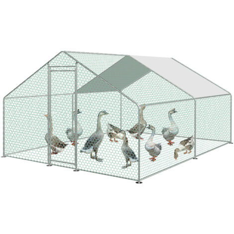 EINFEBEN Enclos poulailler grillagé avec porte latérale et toit dôme 12 m² 3x4 M (1/5)
