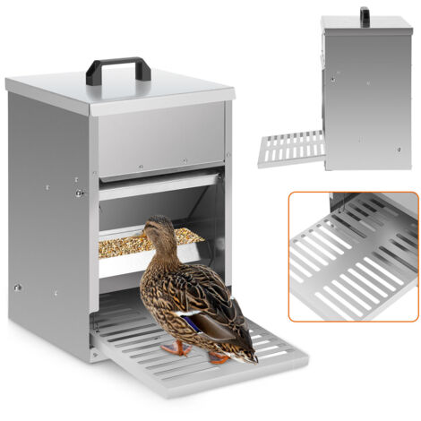EINFEBEN Mangeoire poules en acier galvanisé – Distributeur automatique 5KG avec pédale et protection étanche pour poules et autres volailles (1/5)