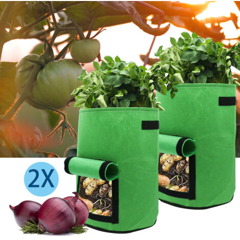 SWANEW 2x Sac de plantes avec fenêtre Balcon Jardin respirant Sac de plantes vertes 30x35cm 28L Tissu non tissé (1/4)