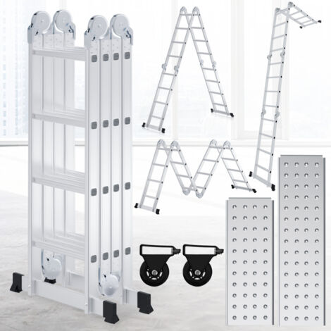 Swanew – Échelle télescopique 4x4 470cm – Charge max 150kg – Aluminium résistant – Pieds antidérapants – Pliable et mobile (1/5)