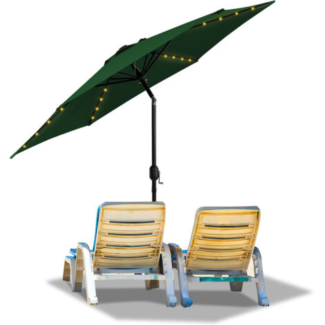 EINFEBEN Parasol de jardin rond,protection UV jusqu'à UV30+, Inclinable,acve support et LED,270cm,Vert (1/5)