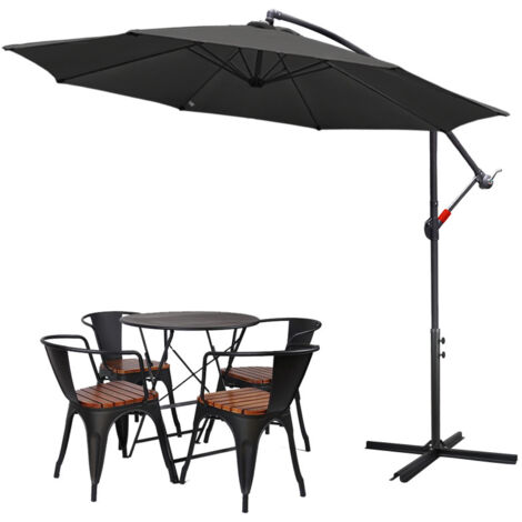 EINFEBEN Parasol tournant à 360° Ø300cm Parasol à manivelle UV40+ Parasol de marché Gris (1/5)