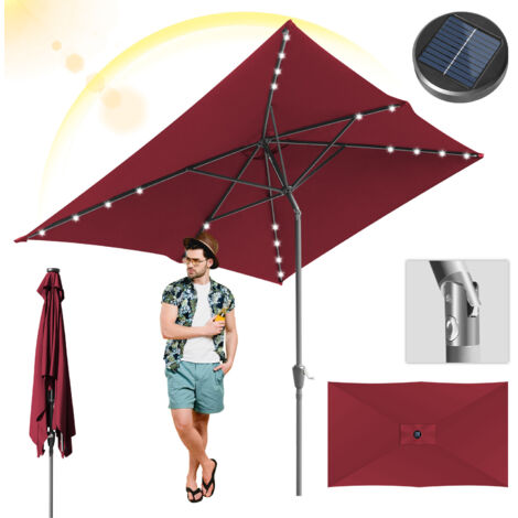 EINFEBEN Parasol 200 x 300cm Parasol de jardin Parasol de marché pliable à manivelle,rouge (1/5)