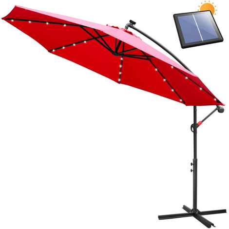 SWANEW Parasol Deporte LED solaire Protection UV et résistant aux intempéries Ø350cm Rouge