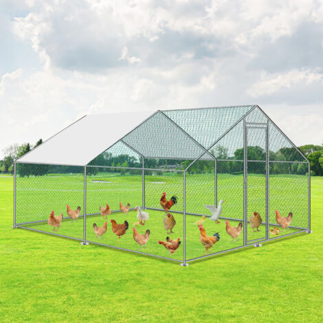 EINFEBEN Poulailler XXL Enclos d'extérieur beaucoup d'espace pour poules, lapins et autres petits animaux, cadre en acier 3 x 4 x 2 m (1/5)