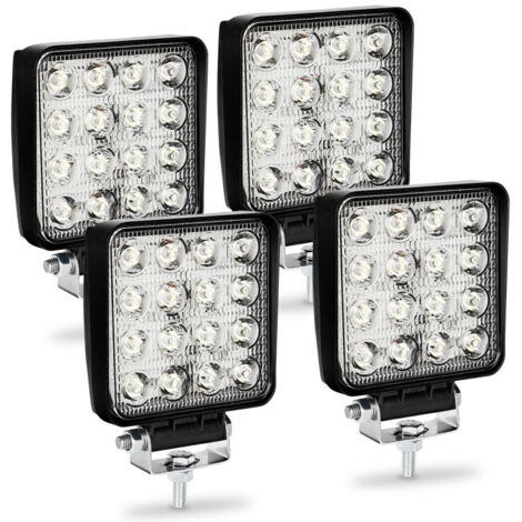 EINFEBEN 4PCS 48W Phare de Travail Carre a Leds DC 12V 24V Quad Camion Bateau Tracteur Offroad Imperméable (1/4)