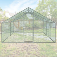Einfeben – Enclos poulailler grillagé 3x6x2m – Acier durable – Toit résistant aux UV – Porte verrouillable – Treillis hexagonal pour sécurité