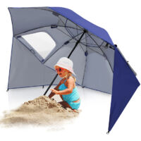 Parasol abri solaire - Parasol - parasol jardin, parasol deporté, parasol de balcon inclinable 210m avec housse de protection bleu
