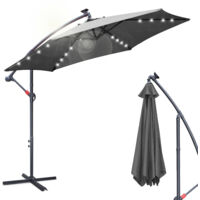 EINFEBEN Parasol 300 cm - parasol jardin mit LED, parasol de balcon Gris