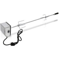 BBQ Tourne Broche en Acier Inoxydable 117CM Set de Broche à Griller, électrique Automatique Rotatif, avec Moteur 220-240V