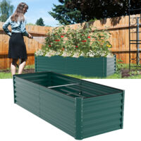 EINFEBEN Jardinieres Exterieur Surélevées, Pot de Fleur Exterieur pour les Fleurs, Herbes, Fruits, Légumes, Bac Jardiniere Balcon, Potager sur Pied, Acier Ultra Solide, 240 x 90 x 60 cm, Vert