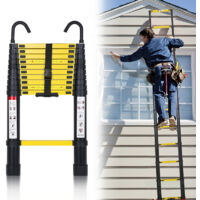 Échelle télescopique avec crochet escabeau noir+jaune Multi-Fonction 3,2m