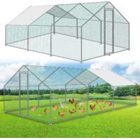 EINFEBEN Enclos poulailler grillagé avec porte latérale et toit dôme 18 m² 3x6 M