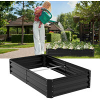 EINFEBEN Jardinieres Exterieur Surélevées, Pot de Fleur Exterieur pour les Fleurs, Herbes, Fruits, Légumes, Bac Jardiniere Balcon, Potager sur Pied, Acier Ultra Solide, 160 x 90 x 30 cm, Noir